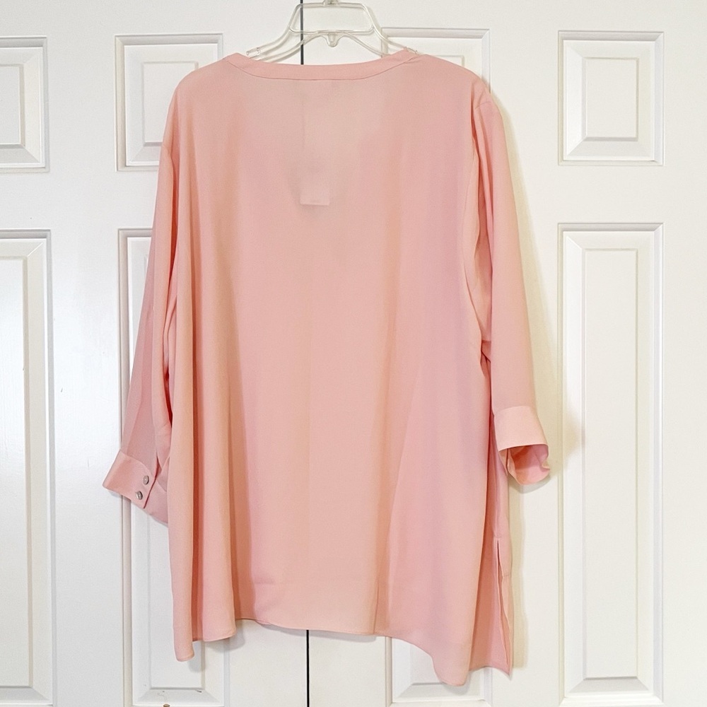 NWT! J. Jill Dusty Pink Roll Tab Sleeve V-Neck Asymmetrical Hem Tunic. Size 3X - Picture 5 of 13
